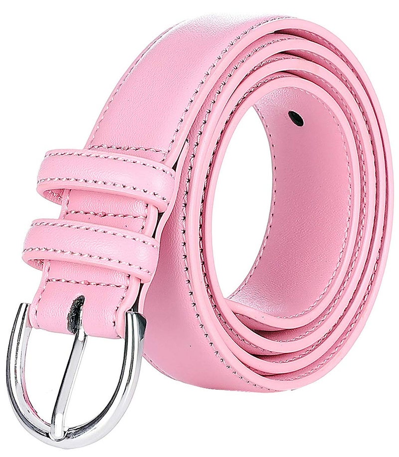 Falari Women Genuine Leather Belt Fashion Dress Belt With Single Prong Buckle 6028-Pink-S - Image 1